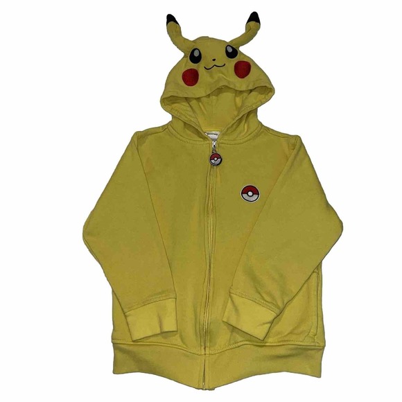Pokémon Other - Pokemon‎ Pikachu Face Hoodie Size Small Youth Sweatshirt Zipper Front Yellow